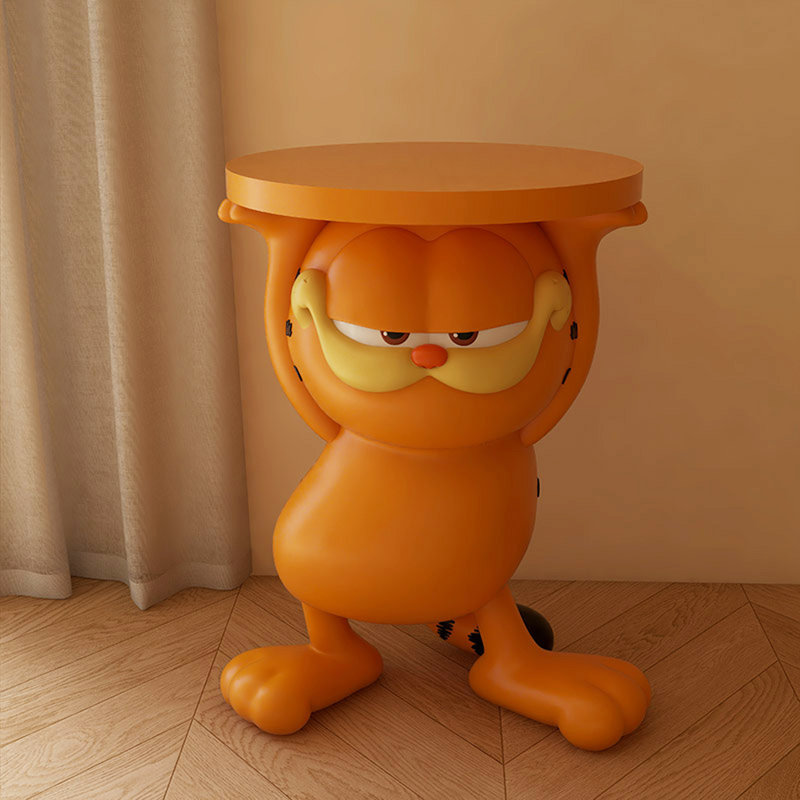 Orren Ellis Cartoon Resin Movable Garfield Cat Side Table Ornament